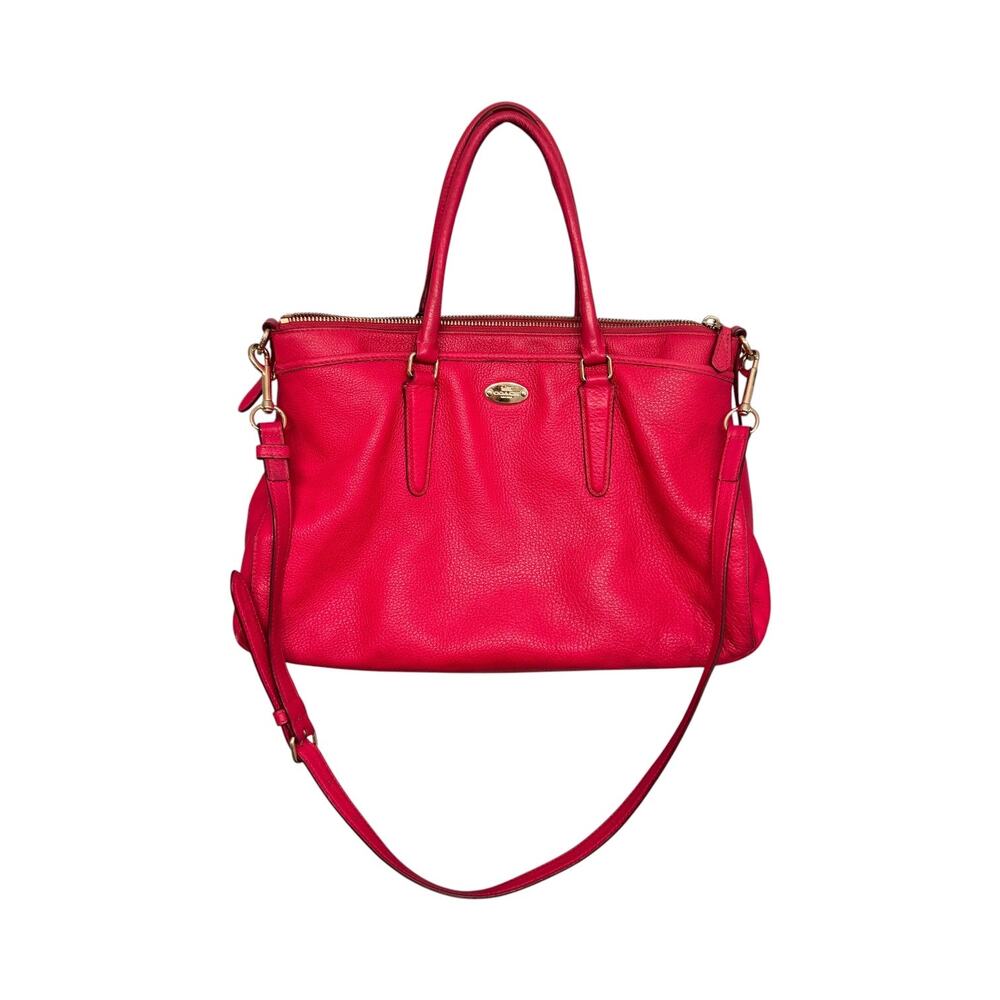 Coach Morgan F35185 Pink Ruby Pebbled Leather Satchel Crossbody Bag